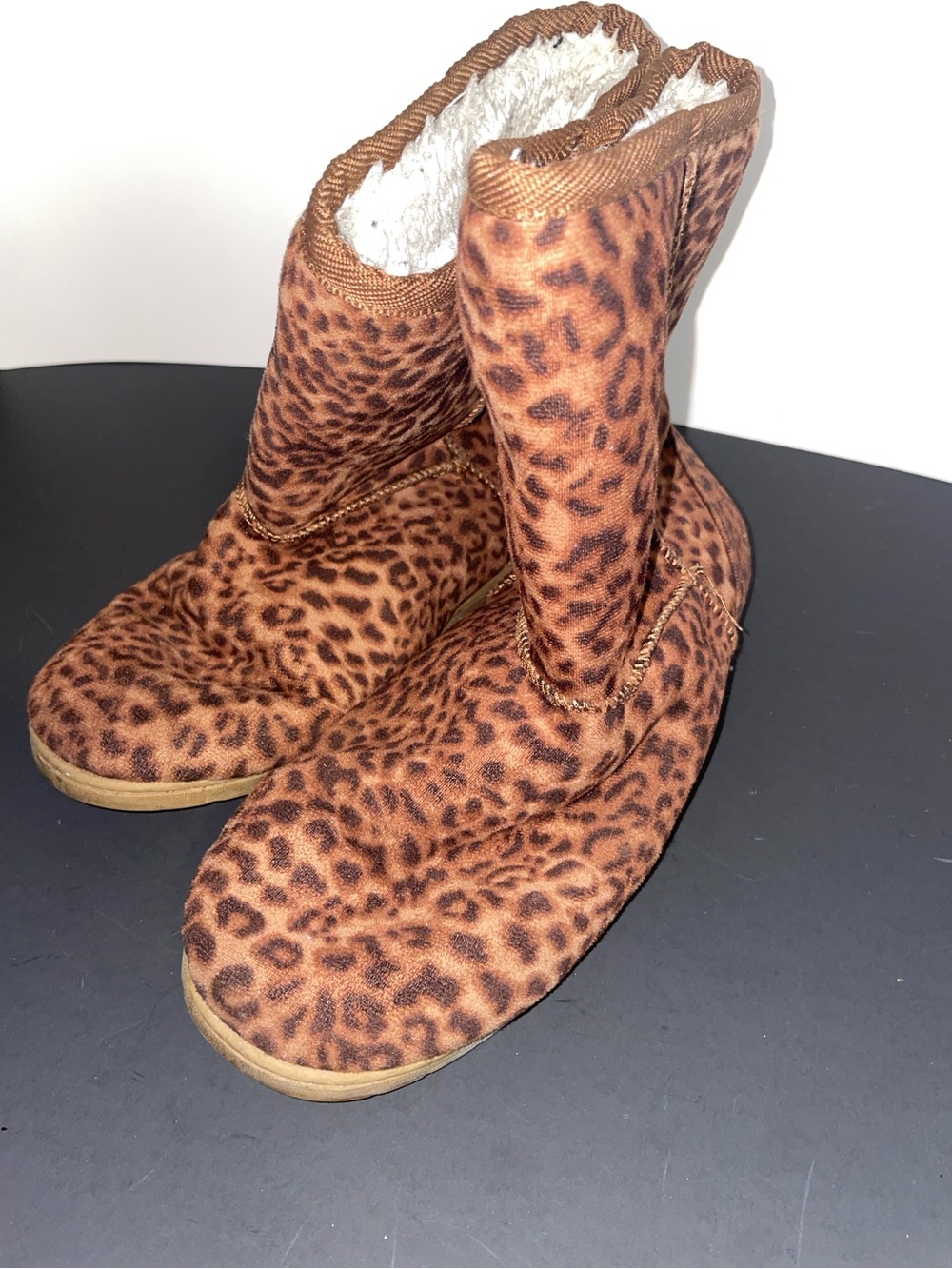Dawgs Leopard Print Faux-Fur Lined Moccasin Boots - Brown